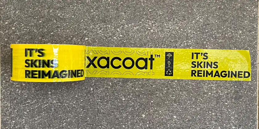 Lakban custom cetak logo perusahaan warna kuning