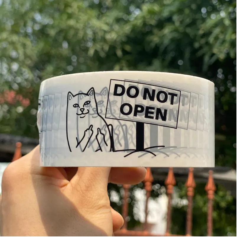 Lakban custom cetak desain Do Not Open untuk olshop